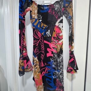 Multicolor Long Sleeve Dress